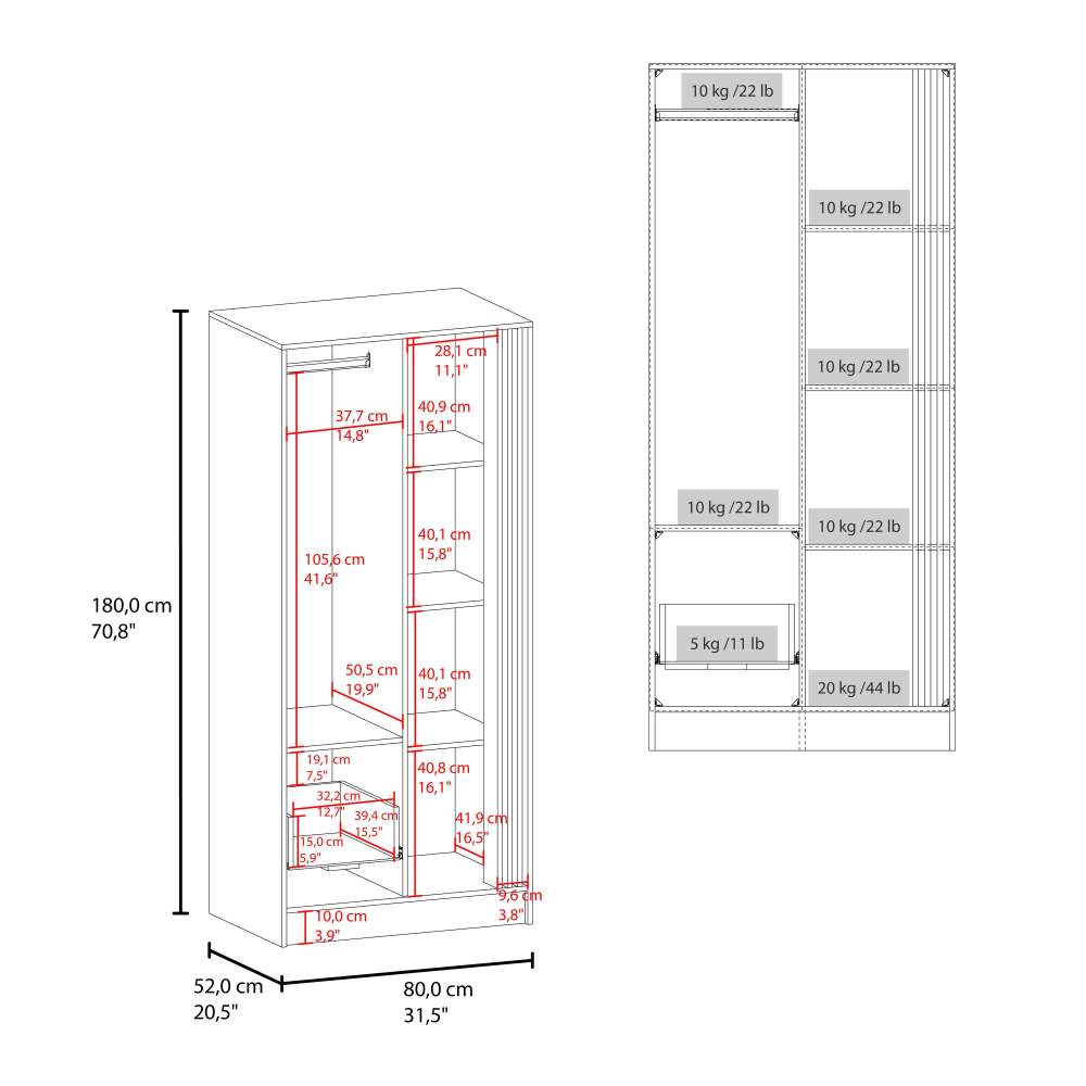 Natural Oak Wardrobe Organizer with Shelves and Rod