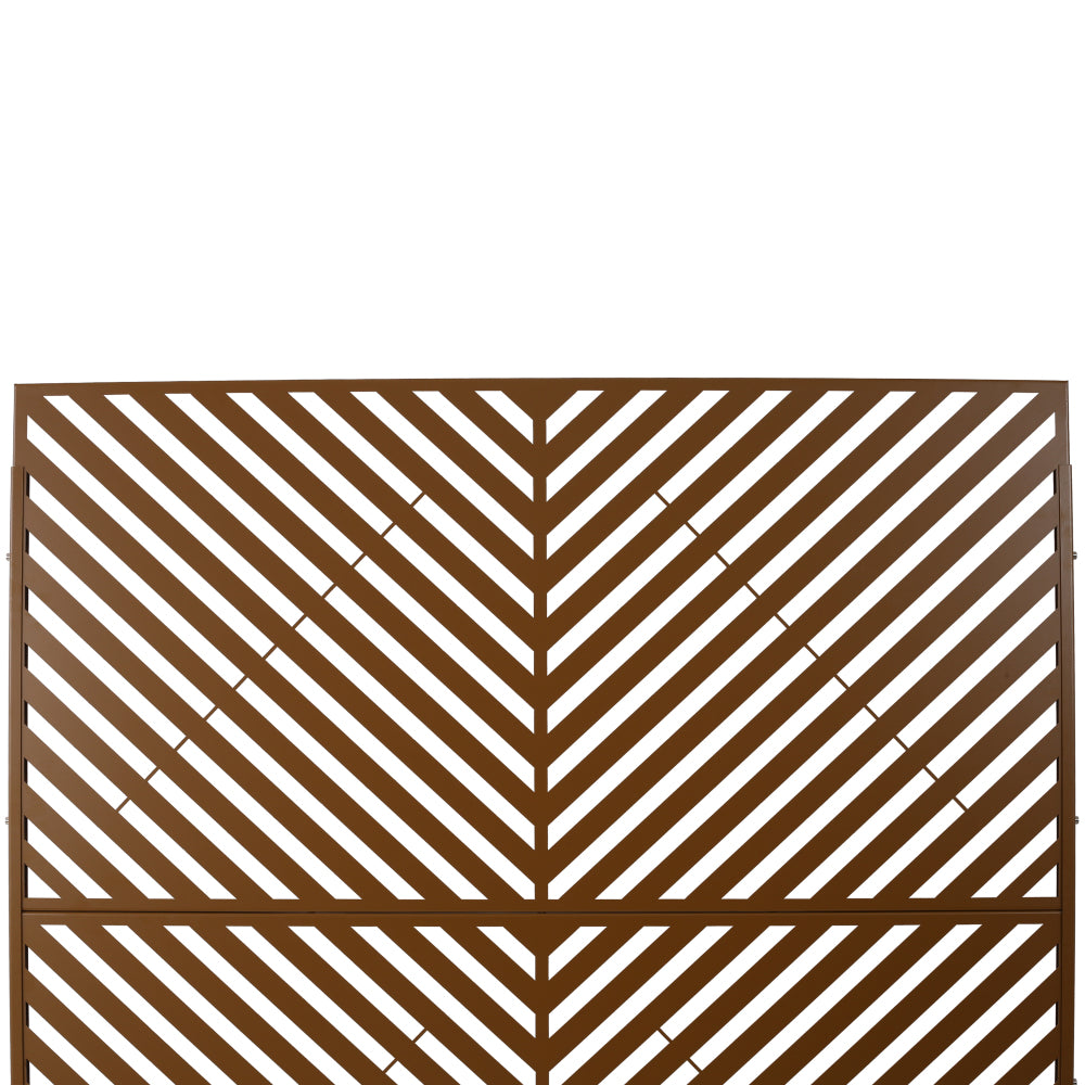 Outdoor & Indoor Privacy Screen Metal Privacy Screen 76" H×48" W, Freestanding Decorative Privacy Screen for Deck Balcony Patio, Privacy Fence Panels for Outside Lawn Garden PS113 BROWN