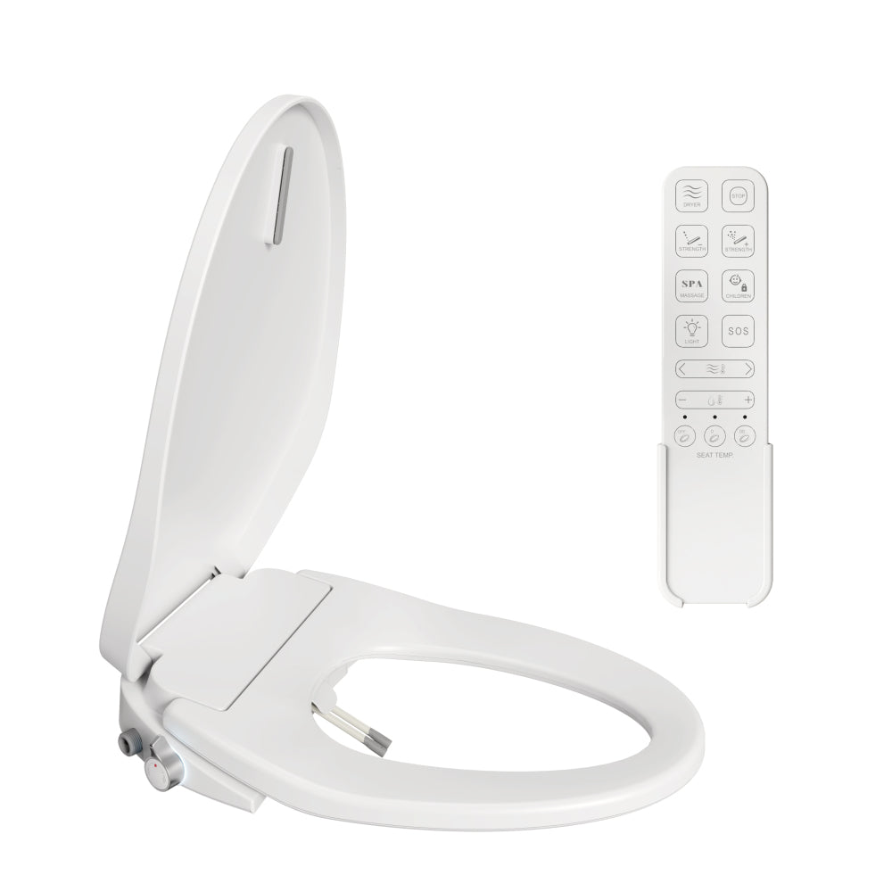 Smart Bidet Toilet Seat with Side Knob Adjustable Heated Seat with Water Temperature and Pressure Adjustment Portable Bidet with Automatic Nozzle Cleaning