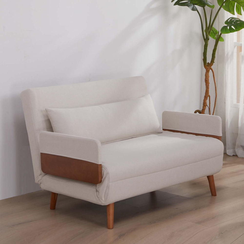 TRIO Modern Foldable Sofa Bed - Single-Seater with Breathable Linen Fabric, Converts in 10 Sec, 6-Level Adjustable Backrest, Silent Hinges, Space-Saving Multi-Functional Sleeper Sofa.