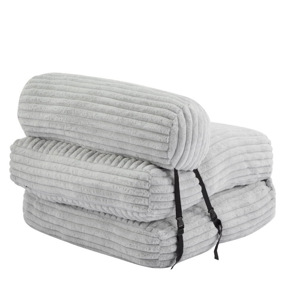 Latina Indoor Foldbable Bean Bag Lounge chair, Light Gray