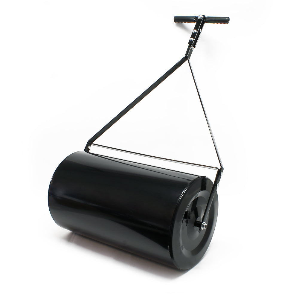 Durable Iron Garden Lawn Roller with Large 26Gal 220 lb load capacity, 40" width, ATV tow-behind, for Lawn and Garden Tractors Black color