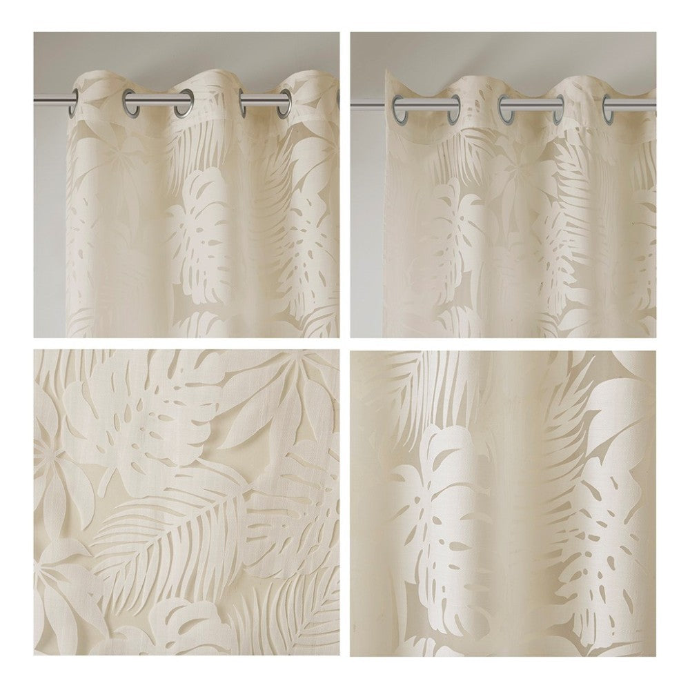 Palm Leaf Burnout Window Sheer Natural 50x84"