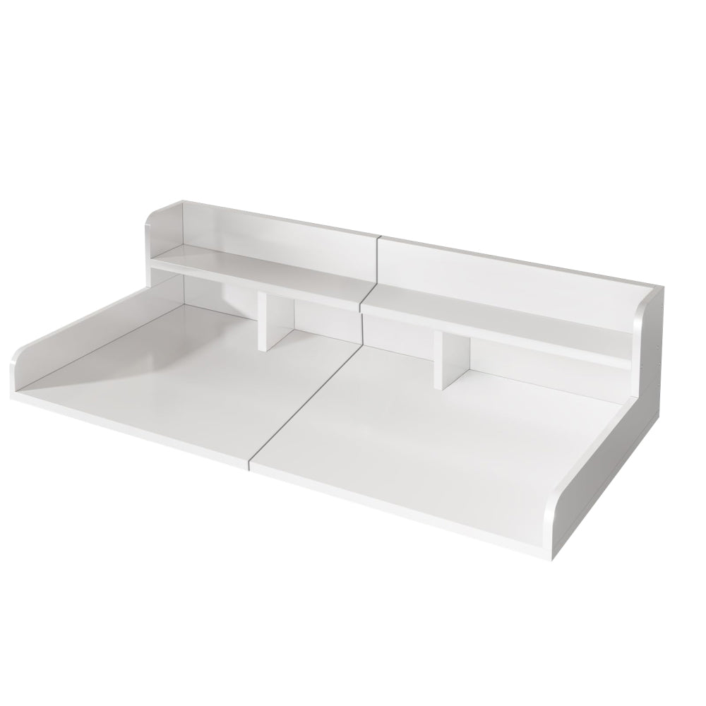 Washer Dryer Countertop with Non-slip Pads Laundry Wood Shelf Topper with Edge, 54" Width x 27.5" Depth Double Layer Organizer for Washer and Dryer Laundry Hamper Counter Storage Organization (WHITE)