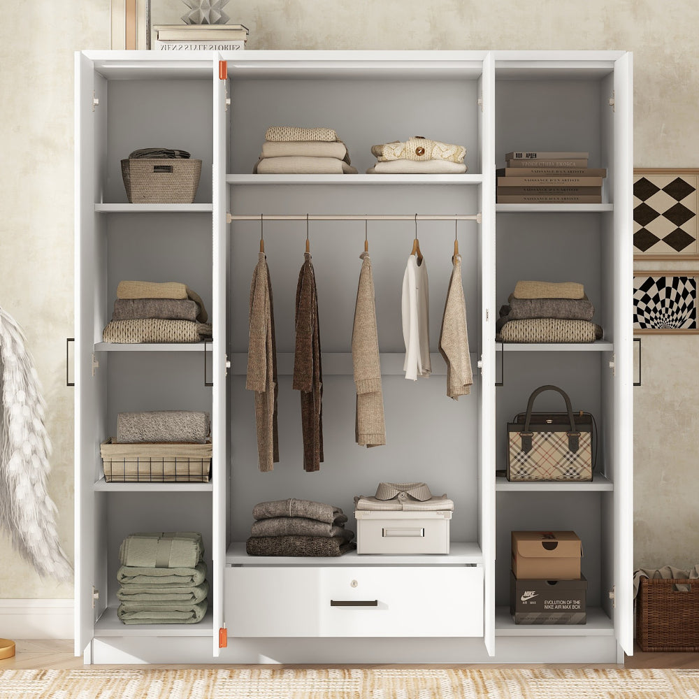 3-Door Wardrobe with 2 Drawers, White