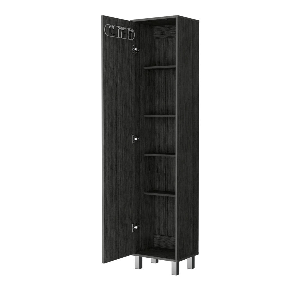 Lawen Tall Storage Cabinet, Single Door, 3 Broom Hangers