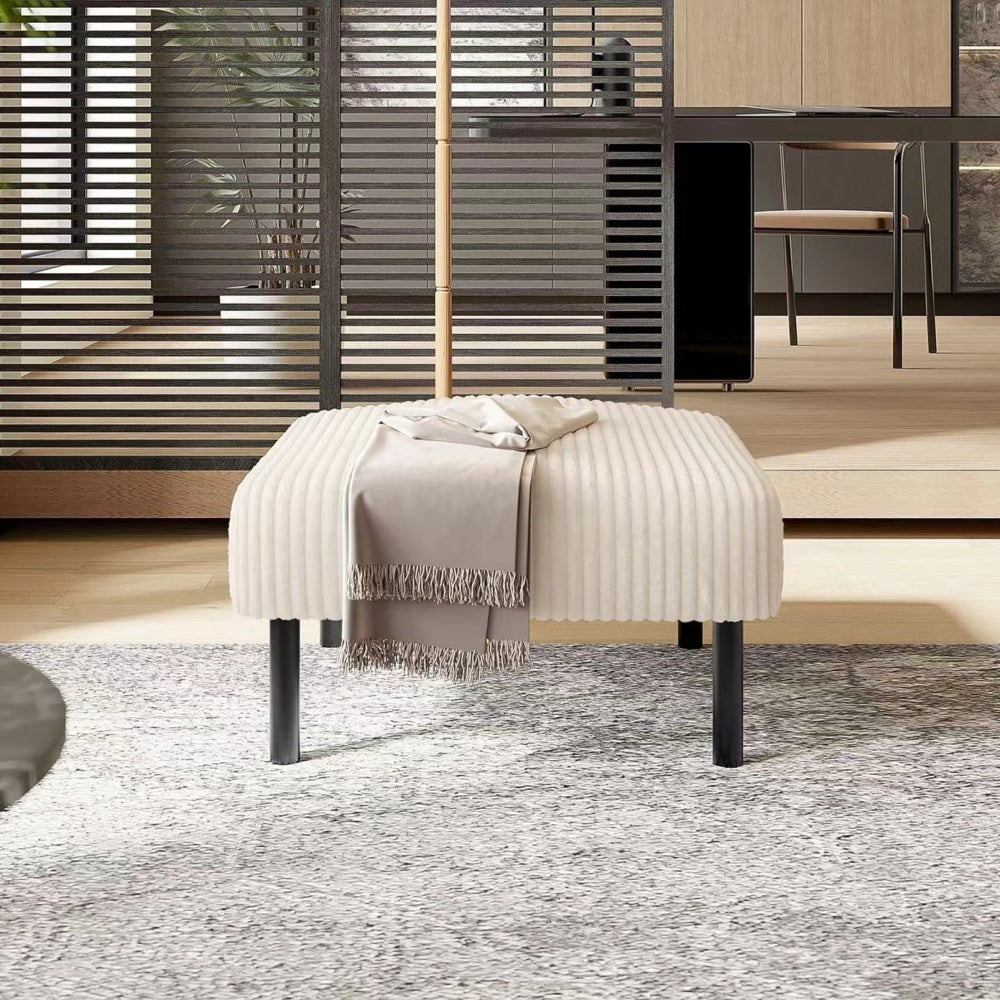 UNITED WE WIN Small Ottoman Footstool with Legs, Corduroy Fabric Ottoman Foot Stool with Soft Padded seat, Square Footstool Footstool for Living Room