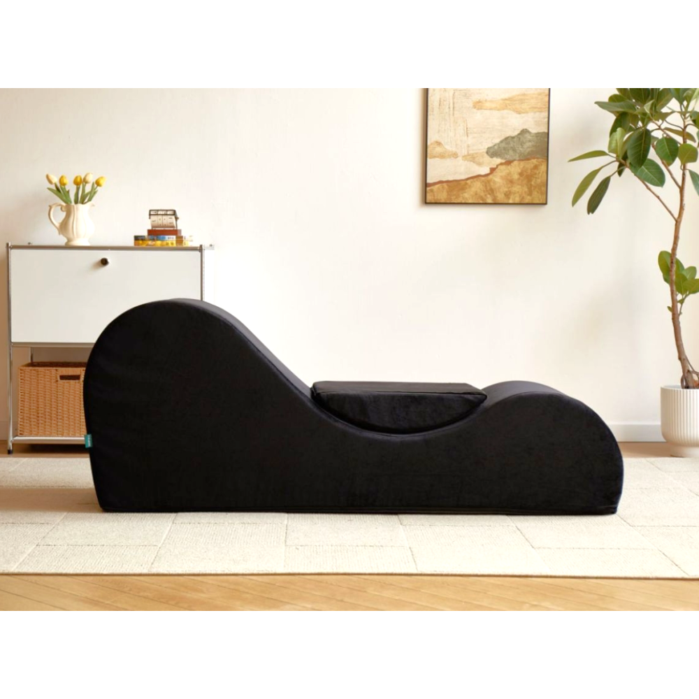 Solace Chaise Lounge Chair Relaxation, Ergonomic Design with Soft Yet Firm High-Density Foam Core, Removable Machine-Washable Cover, Black