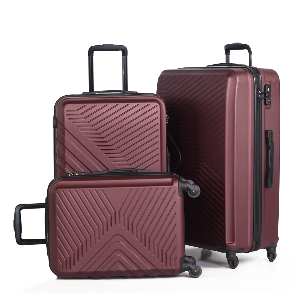 3 Piece Luggage Sets ABS Lightweight Suitcase with Two Hooks, Spinner Wheels, TSA Lock, (20/24/28), Yellow
