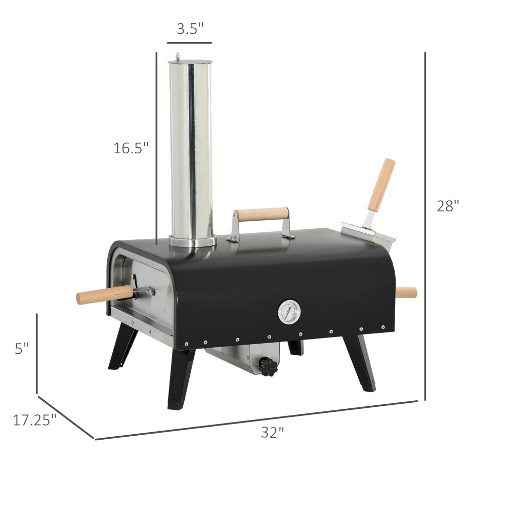 Outsunny Outdoor Pizza Oven with 12" Rotating Stone, Peel and Cover, Portable Pellet Wood Fired Pizza Maker with Foldable Legs, Stainless Steel Pizza Grill for Outside, Backyard, Outdoor Kitchen