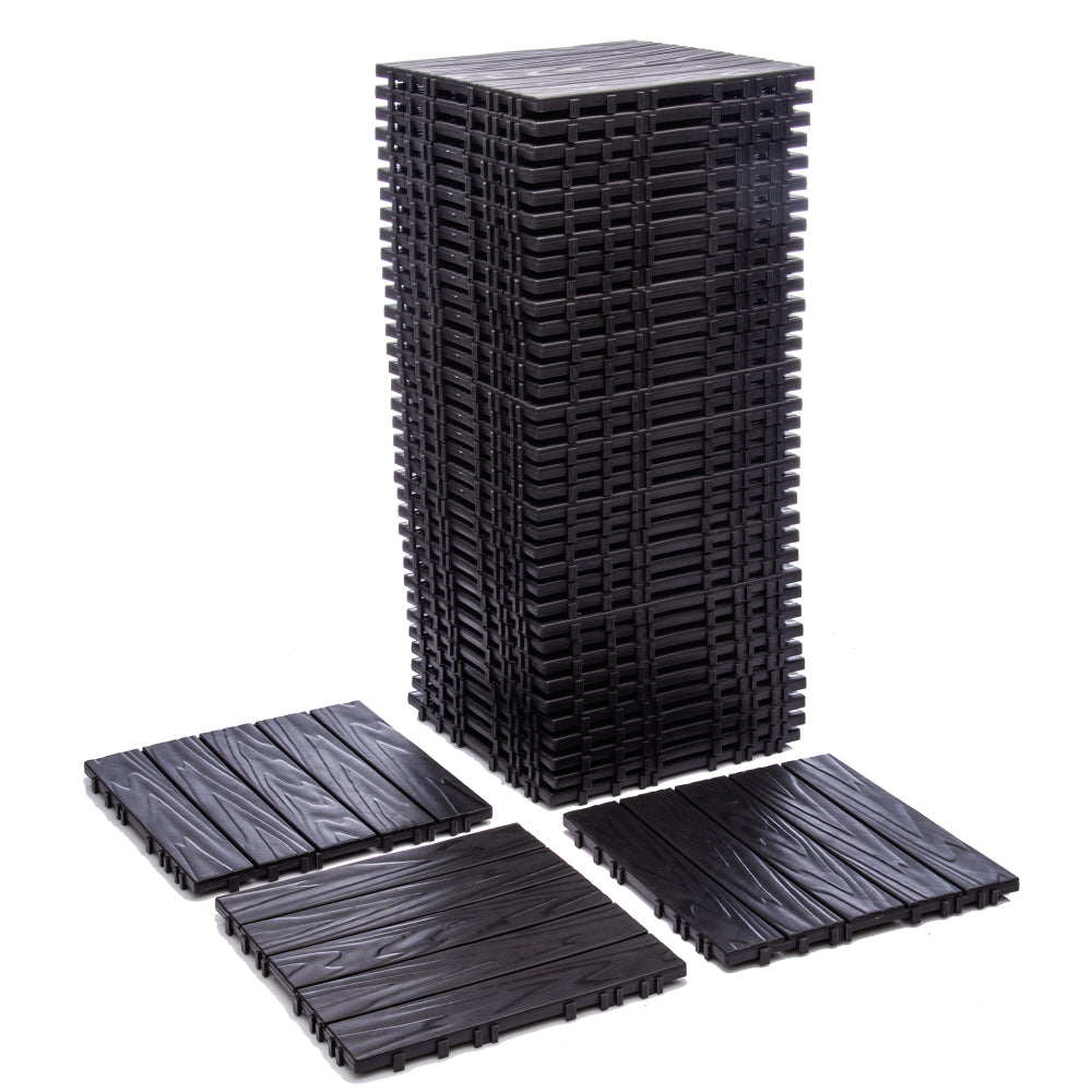 76-Pack 11.42"x11.42" Interlocking Deck Tiles - 68.80 Sq.Ft 3D Wood Grain Plastic Flooring for Outdoor Use,Waterproof & Moisture-Proof Patio Tiles, All-Weather Use & Easy Snap-Together Installation