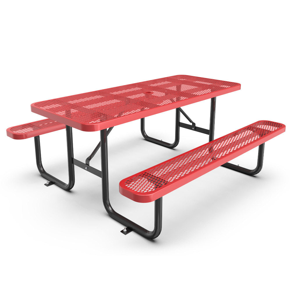 Round Outdoor Steel Picnic Table 46" with umbrella hole,Blue