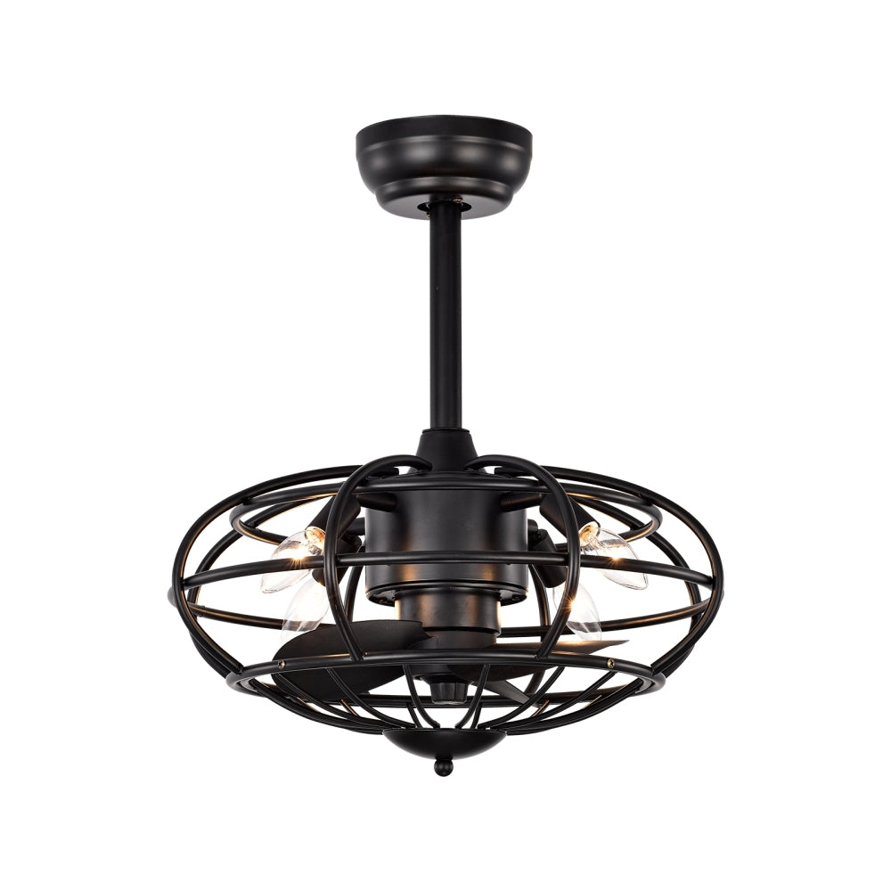 25.8'' Industrial Ceiling Fan with remote control ,5 ABS Blades small size ceiling fan For Living Room, Dining Room, Bedroom, Family Room, Matte Black ,6 PCS*E26 (Does Not Include Light Bulbs)