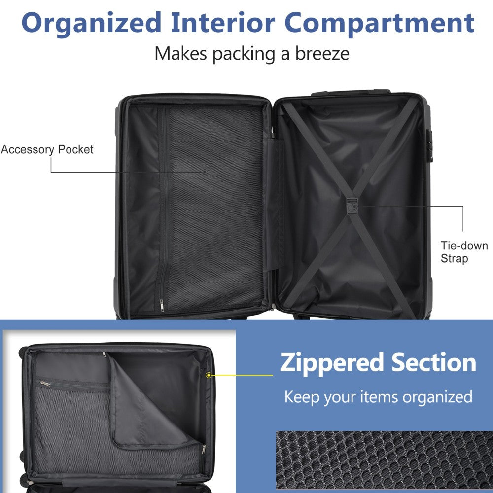 Hardshell Luggage, Lightweight Durable ABS Suitcases with Double Wheels, Expandable 28-inch Checked Luggage 28" (Skyblue)