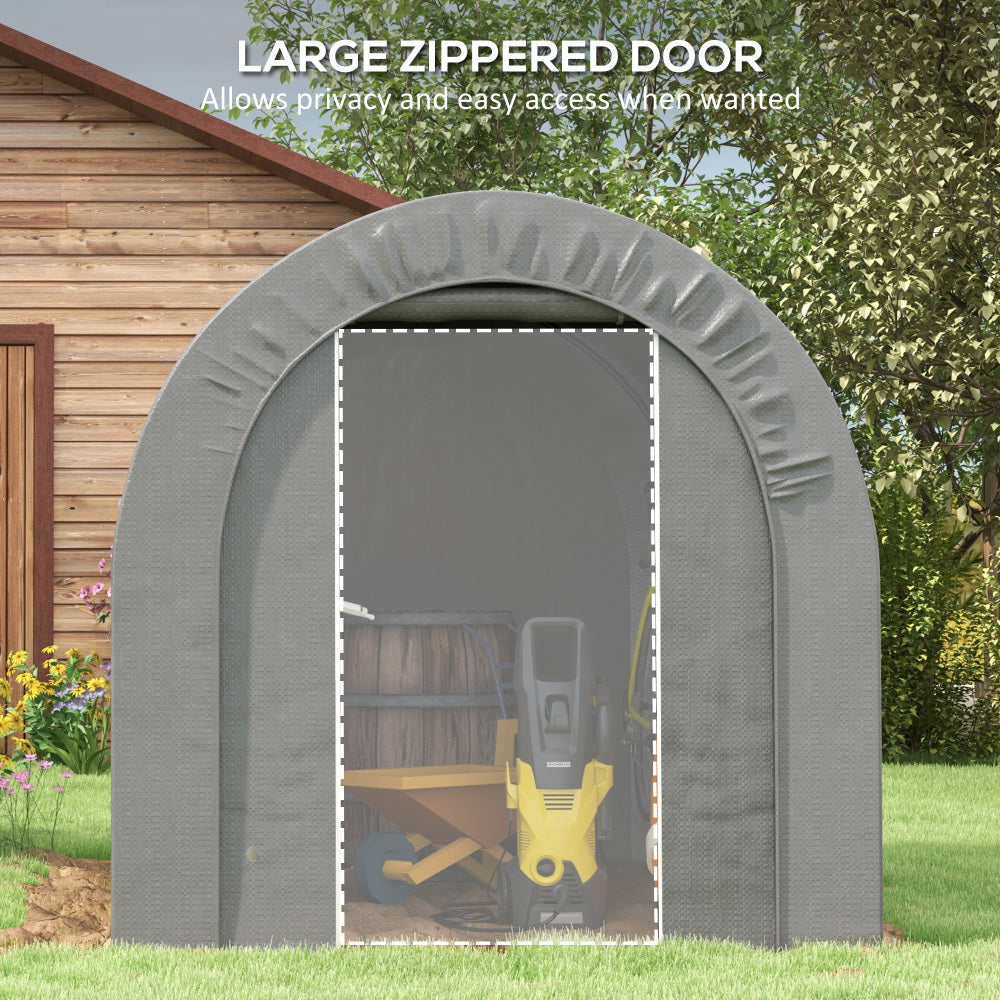 Outsunny 6' x 8' Garden Storage Tent, Heavy Duty Outdoor Shed, Waterproof Portable Shed Storage Shelter with Galvanized Metal Frame for Bike, Motorcycle, Garden Tools, Gray