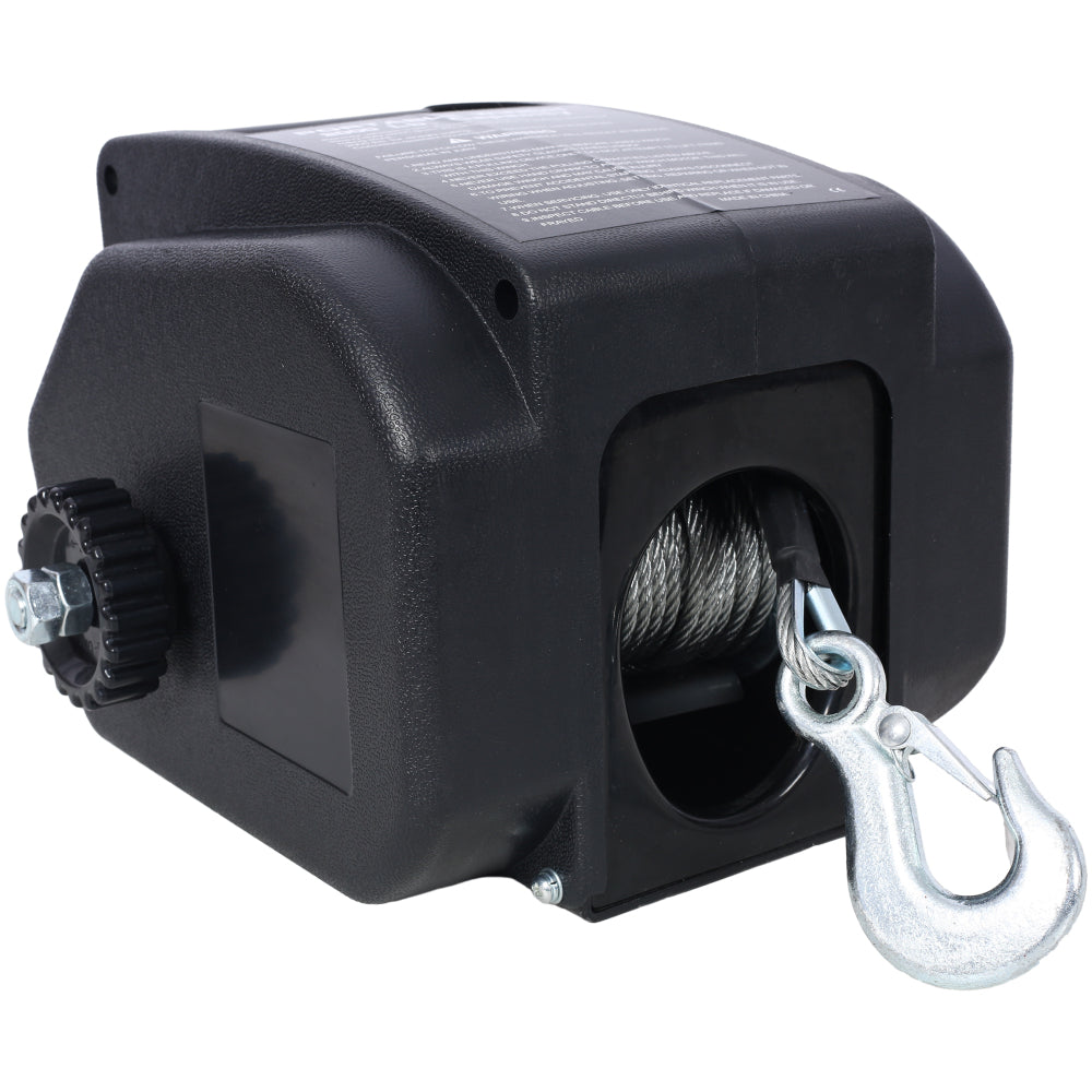 12v 2000lbs Trailer Winch,Reversible Electric Winch, for Boats up to 5000 lbs, Galvanized Wire Rope, Rapid Mount, Handheld Remote,power in and manual out.black plastic casing