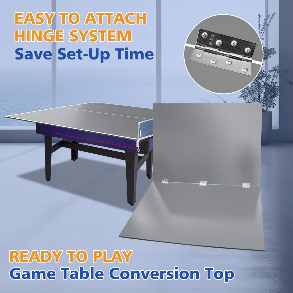 6*3ft Grey Mid-Size Ping Pong Conversion Top Foldable & Portable Table Tennis Table Top for Indoor Games