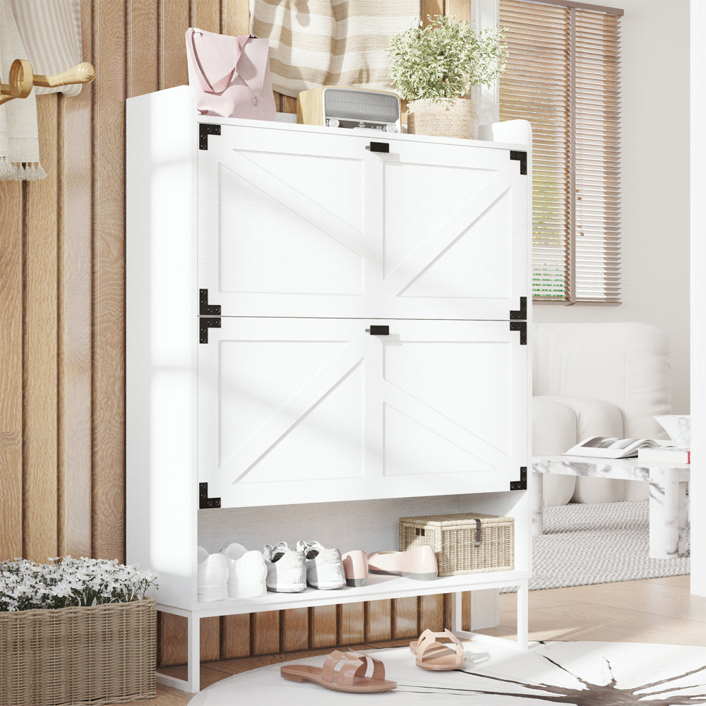 Shoe Cabinet with Doors, 6-Tier Shoe Storage Cabinet with Adjustable Shelves, Wooden Shoes Rack Shoe Storage Organizer for Entryway, Hallway, Closet, Living Room
