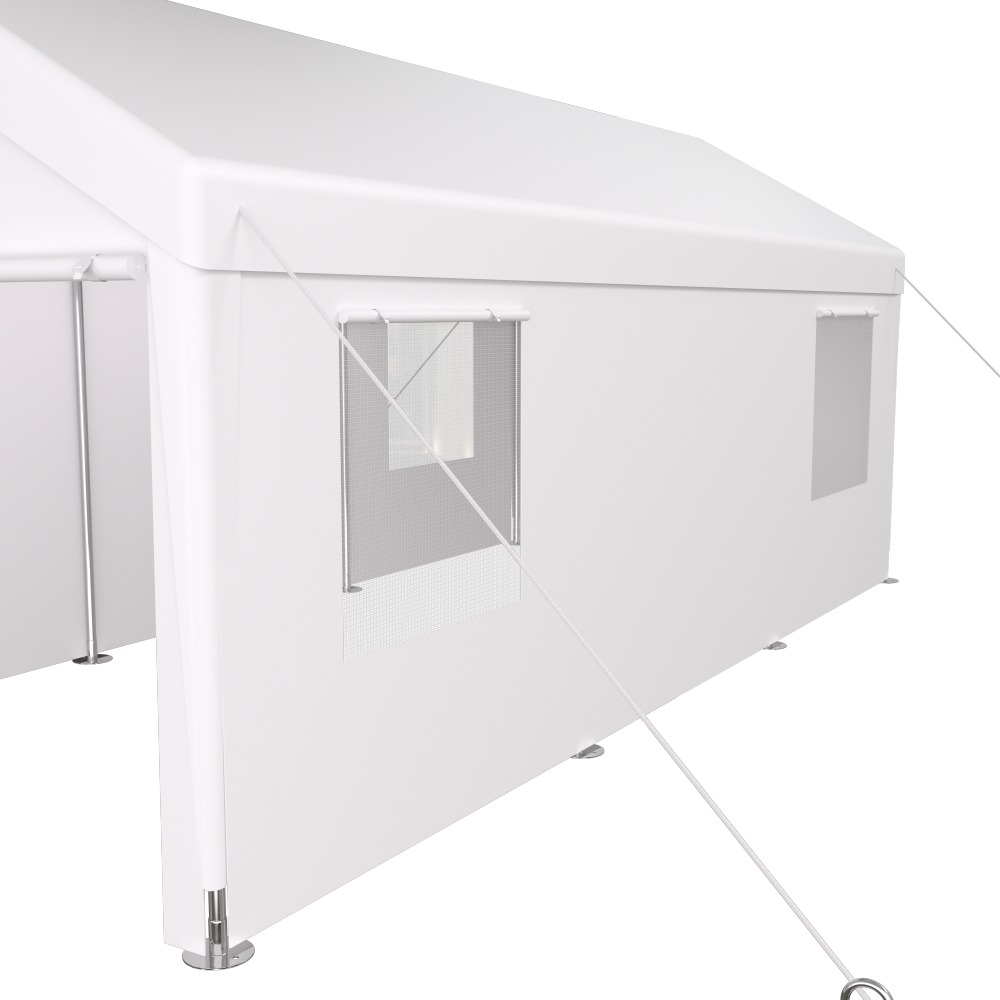 Carport 12' x 20' Portable Garage, Heavy Duty Car Port Canopy with 2 Roll-up Doors & 4 Ventilated Windows for Car, Truck, Boat, Garden Tools,white