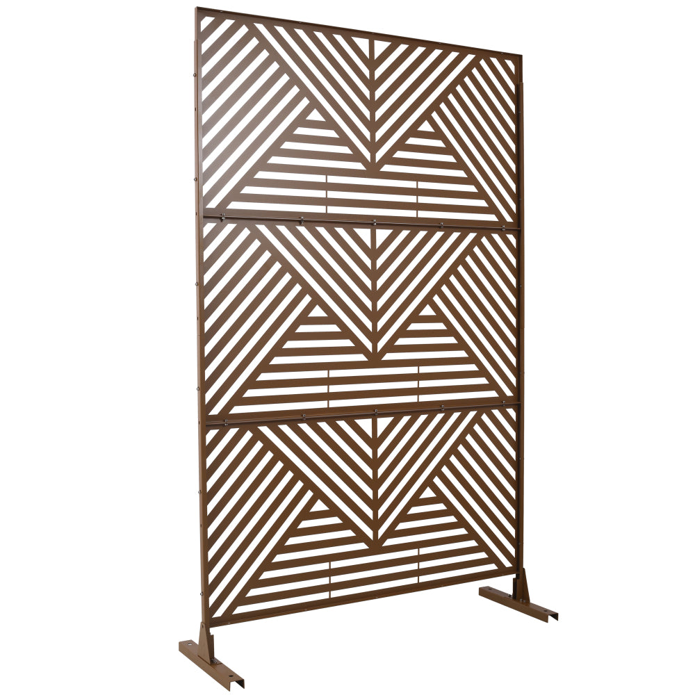 Outdoor & Indoor Privacy Screen Metal Privacy Screen 76" H×48" W, Freestanding Decorative Privacy Screen for Deck Balcony Patio, Privacy Fence Panels for Outside Lawn Garden PS101 BROWN
