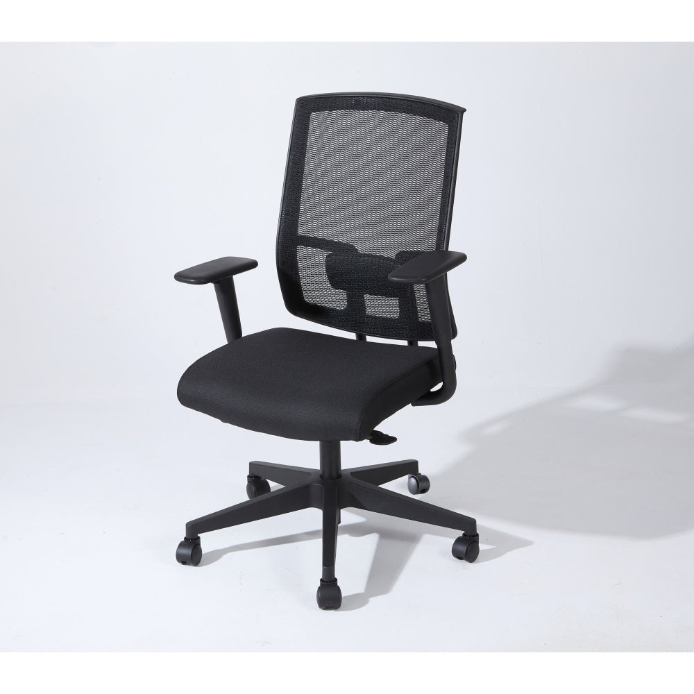 Complus Polyester Seat Pro Ergonomic High Back Office Task Mesh Chair 27"H in Black Color With Arms