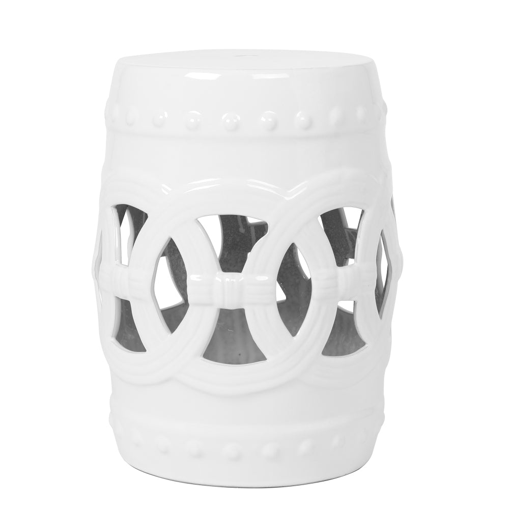 10.5" x 17" Glazed Ceramic Drum Stool - Indoor/Outdoor Side Table - Accent Garden Stool