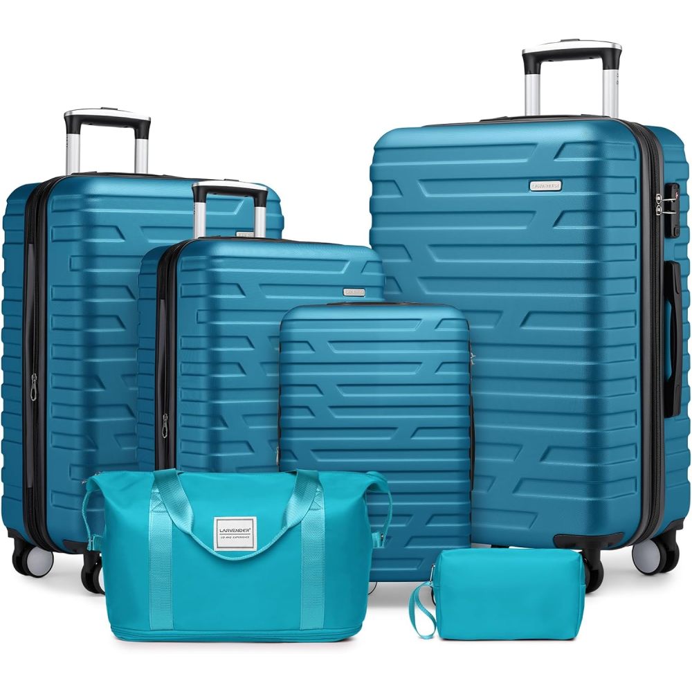 Luggage Sets 6 Piece with Duffel Bags, Hardside Expandable Suitcases with Spinner Wheels TSA Lock, Cream