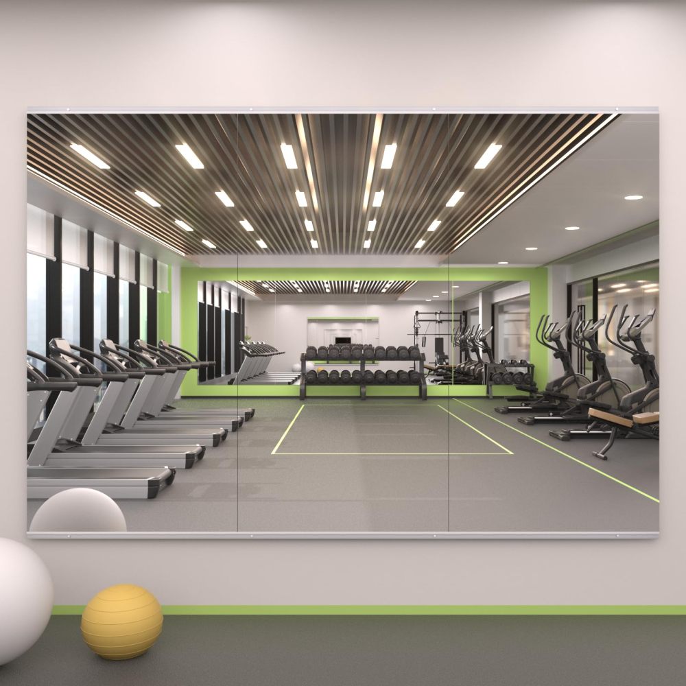 63x24 Inch 2-Pack Modern Home Gym Mirror, Wall-Mounted, Framed, Silver