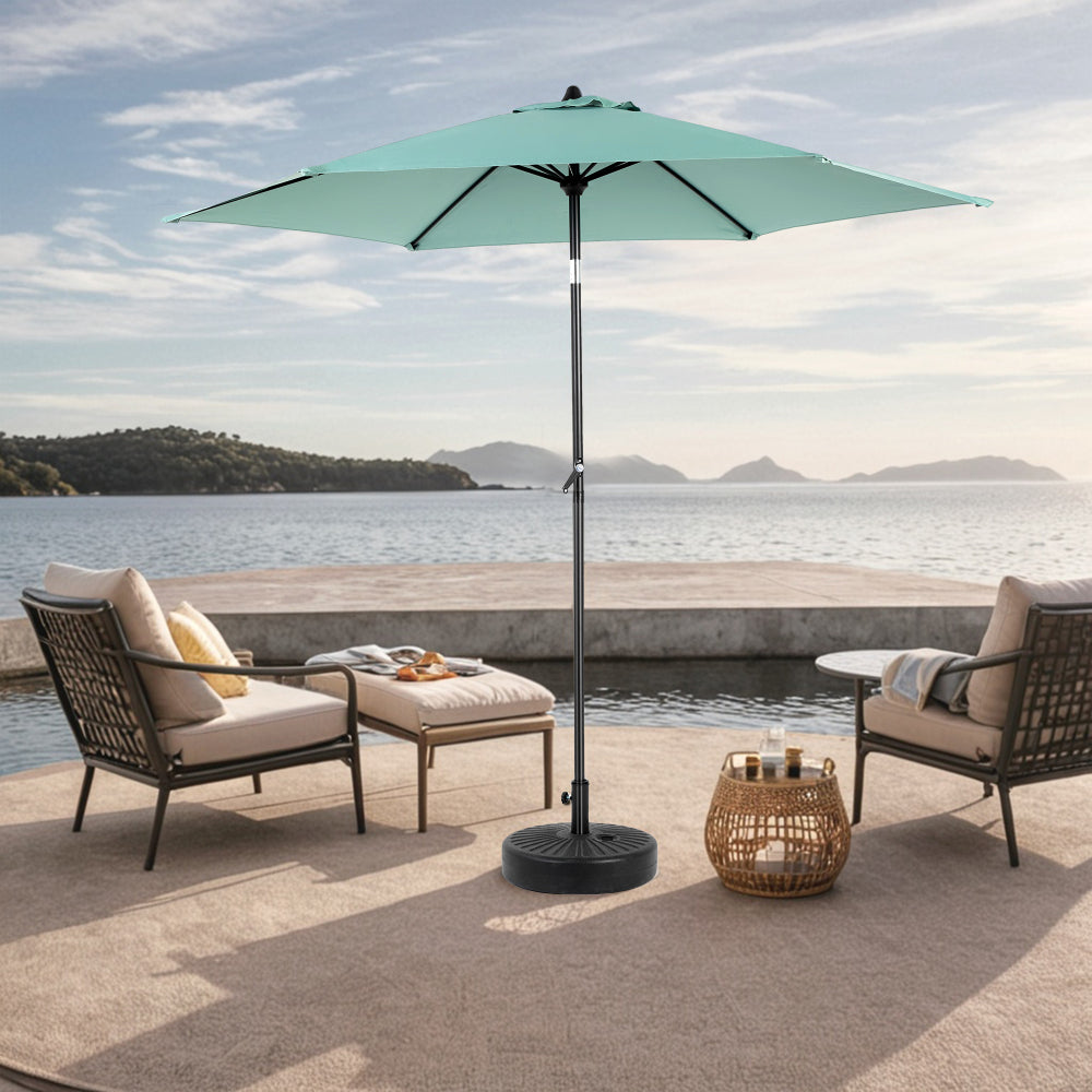 9FT Outdoor Patio Umbrella Outdoor Table Umbrella with Push Button Tilt and Crank, Market Umbrella 6 Sturdy Ribs , Deck, Backyard, Pool (Base Not Included) - ( Blue )