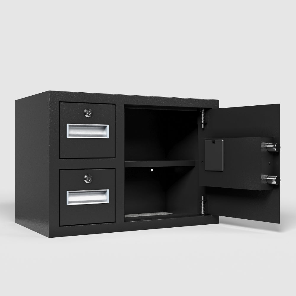 Steel Security Safe and Lock Box with Electronic Keypad - Secure Cash, Jewelry, ID Documents, Black,1.85 Cubic Feet