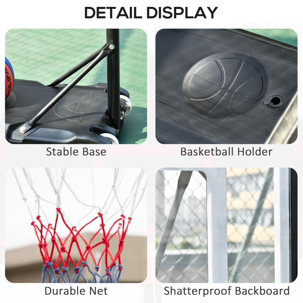 Soozier Portable Basketball Hoop System Stand with 33in Backboard, Height Adjustable 5FT-7FT for Indoor Outdoor Use