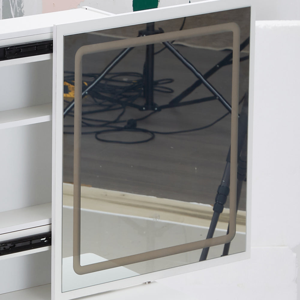 Middel Size 24"x22" Touch Control Sliding LED Mirror, Tri-color Switching, Brightness Adjustable White