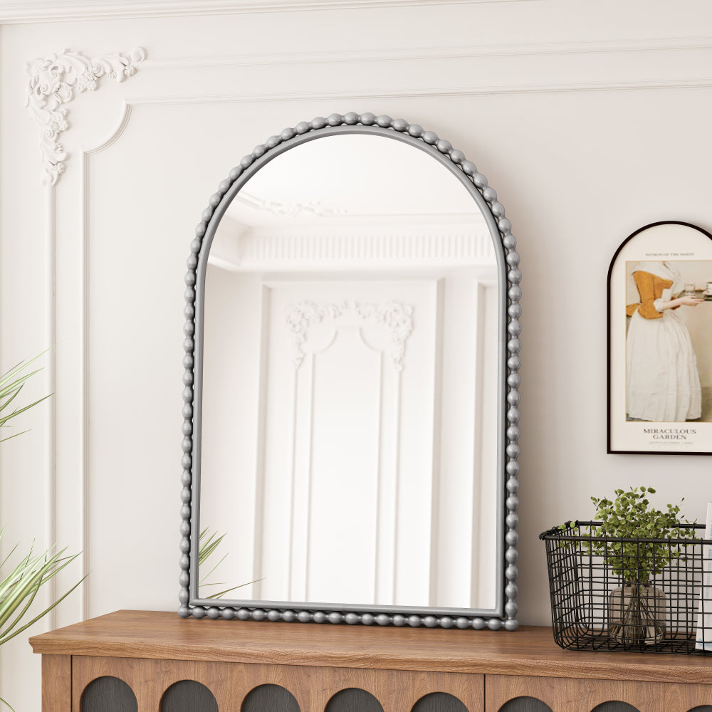 Iron Art Arch Vintage Vanity Mirror, Wall Hanging, Placed On The Table, Suitable For Living Room, Bedroom, Bathroom (Silver)
