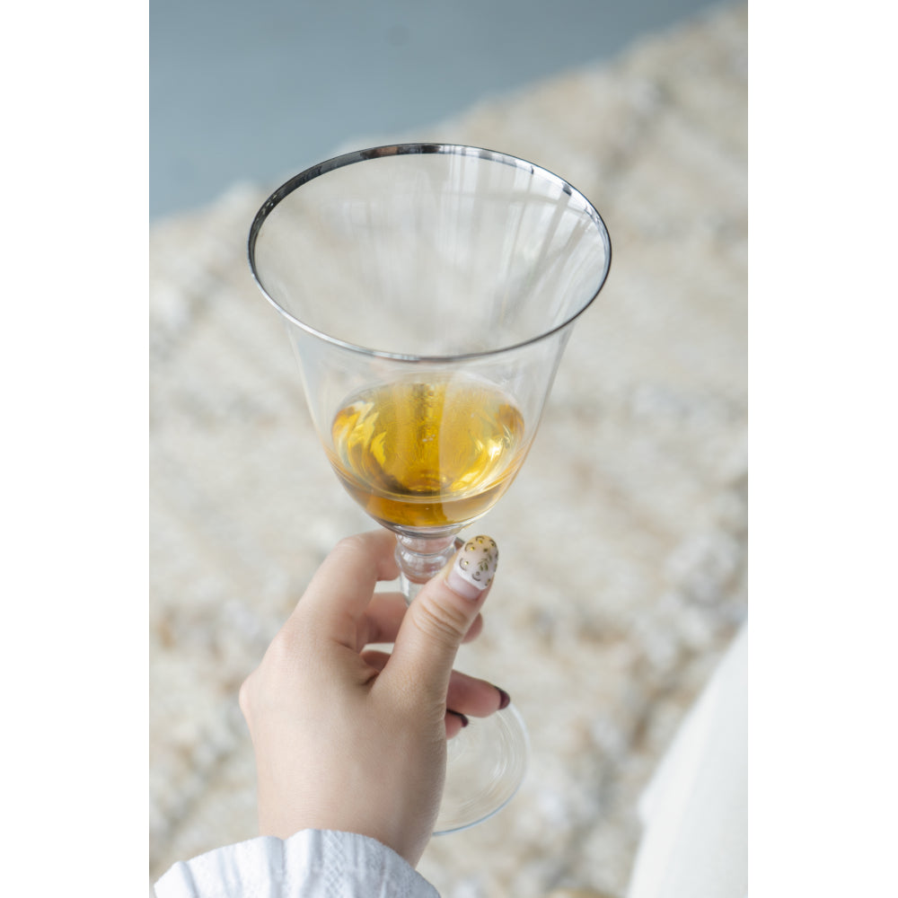 D3.7x7.7" Felicity Wine Glass with Silver Rim, Set of 4
