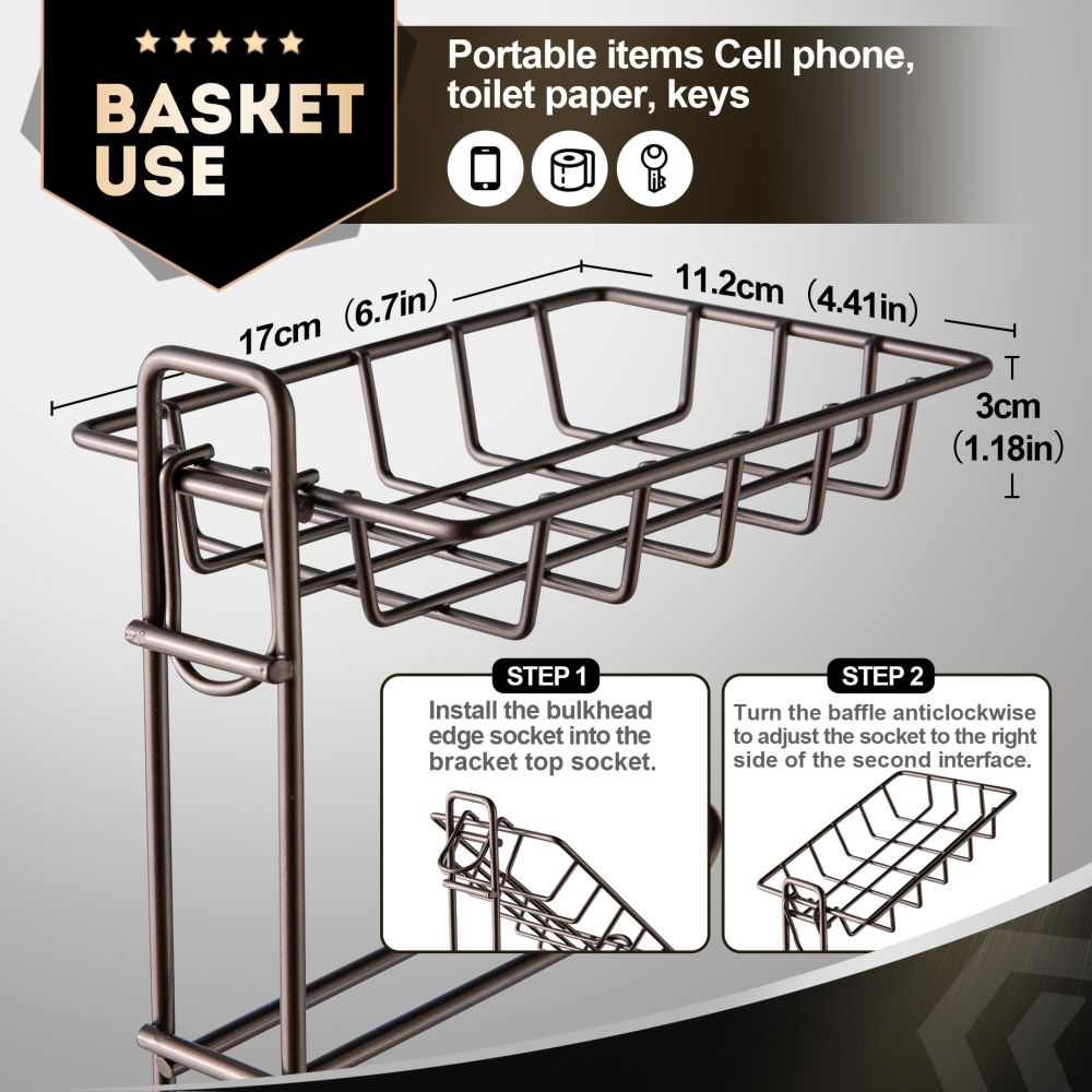 Toilet Paper Holder Holder with Shelf,Bathroom with Toilet Convenient Shelf, Holds Mega Rolls, Phone,Brown