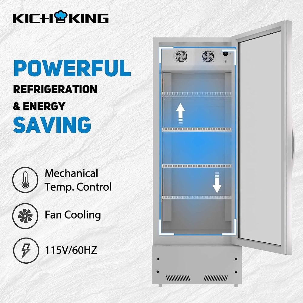 16.5 Cu. Ft Commerical Merchandiser Refrigerator, Reach-in Beverage Cooler with LED Lightning for Shop Restaurant Bar, ETL Approved, Silver