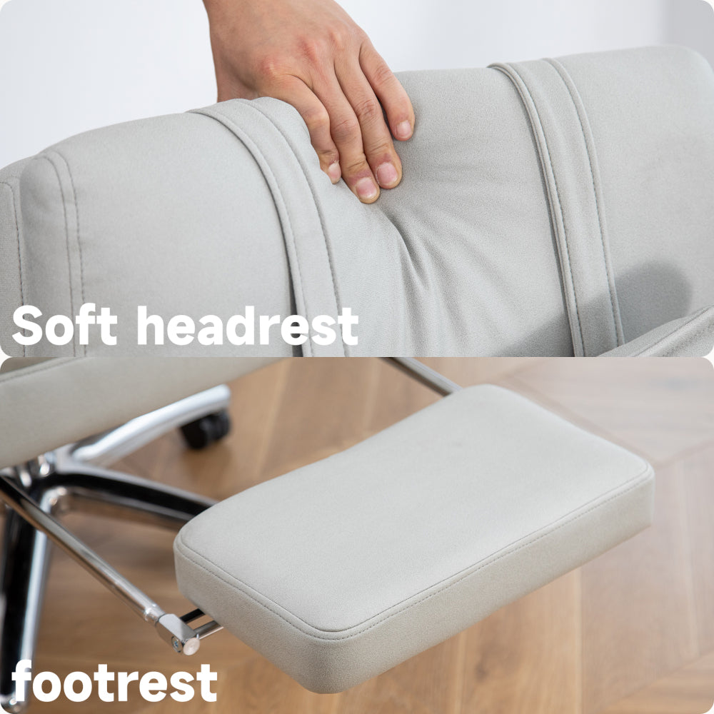 Swivel Ergonomic Office Chair, Technology Leather High Back Office Chair with Lumbar Support Headrest, Sedentary Comfortable Boss Chair, 155° Reclining Computer Chair (Color : Grey)