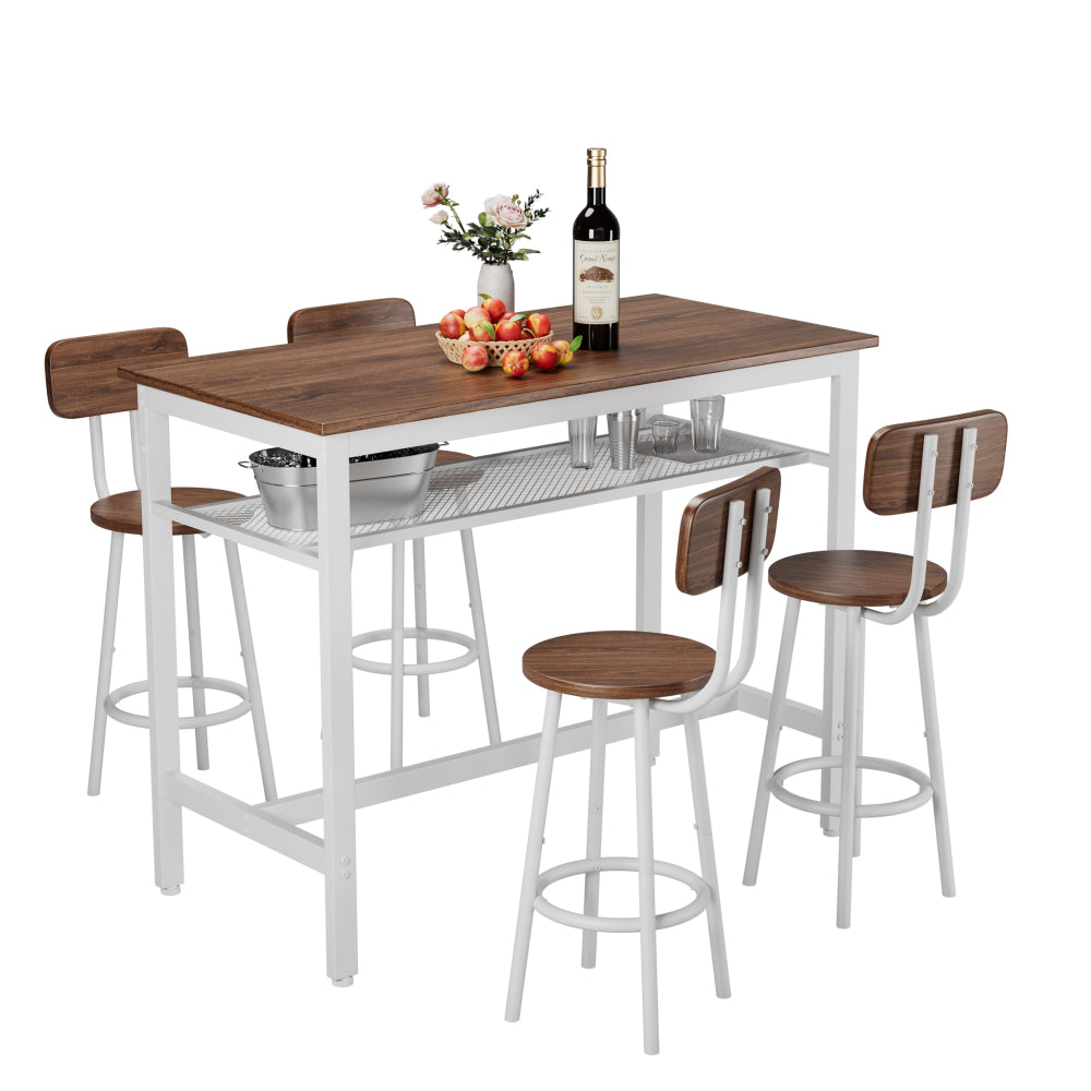 5-Piece Kitchen Counter Height Table Set, Bar Table with 4 Chairs
