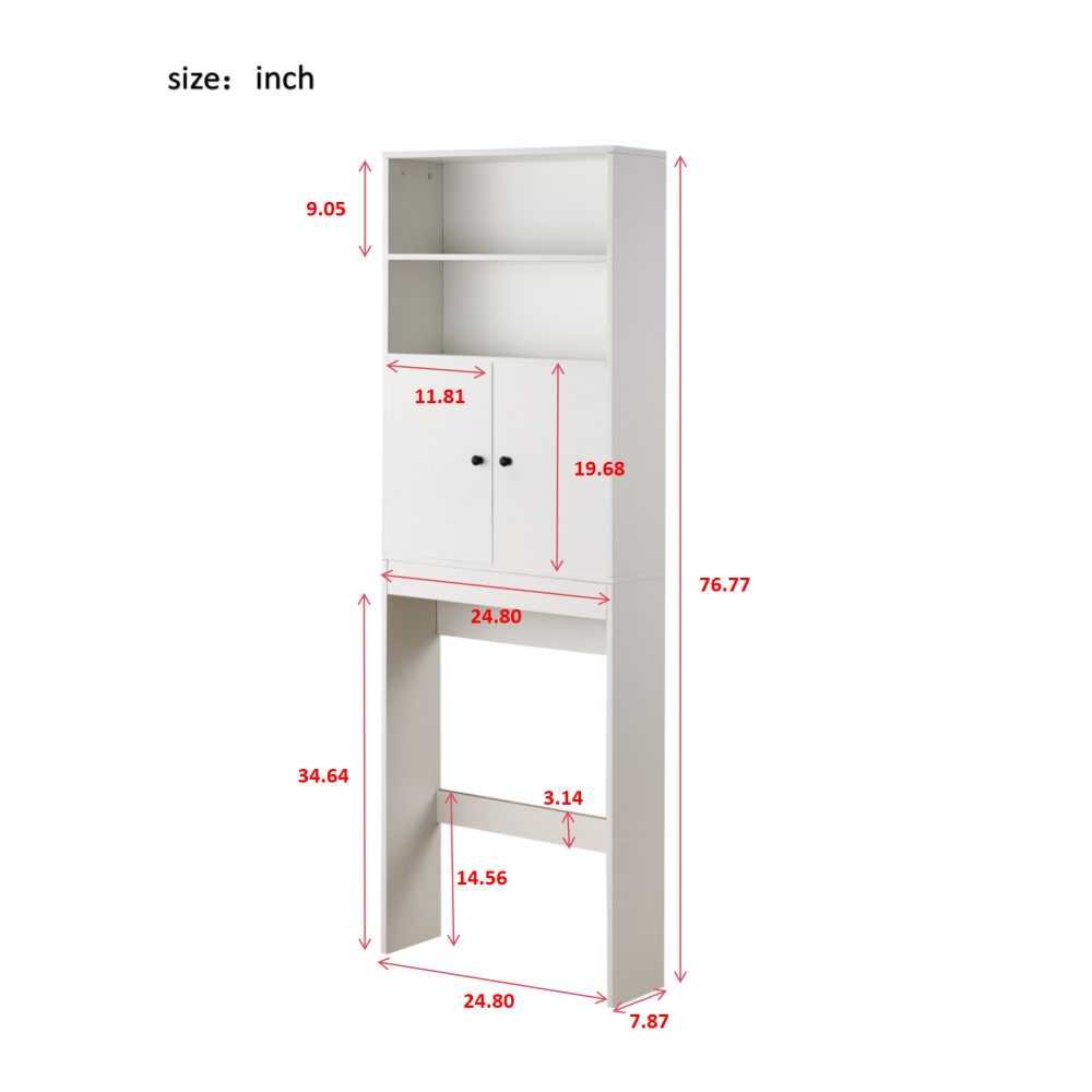 Over The Toilet Storage Cabinet, Farmhouse Storage Cabinet Over Toilet with 2 Barn Door & Toilet Paper Holder Stand,Home Space-Saving Toilet Rack,for Bathroom,Restroom, Laundry-white