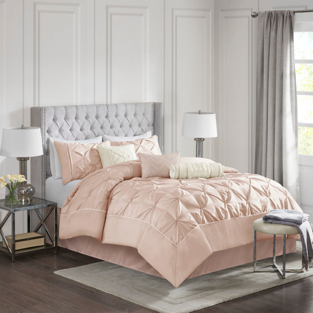 7 Piece Tufted Comforter Set Taupe King