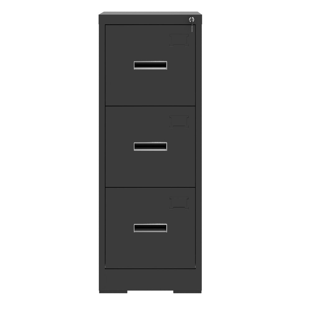 3 Drawer Metal Vertical File Cabinet with Lock and Card Slot Office Home Vertical File Cabinet for A4 Legal/Letter Size Narrow File Cabinet Locked,Assembly Required (Black)