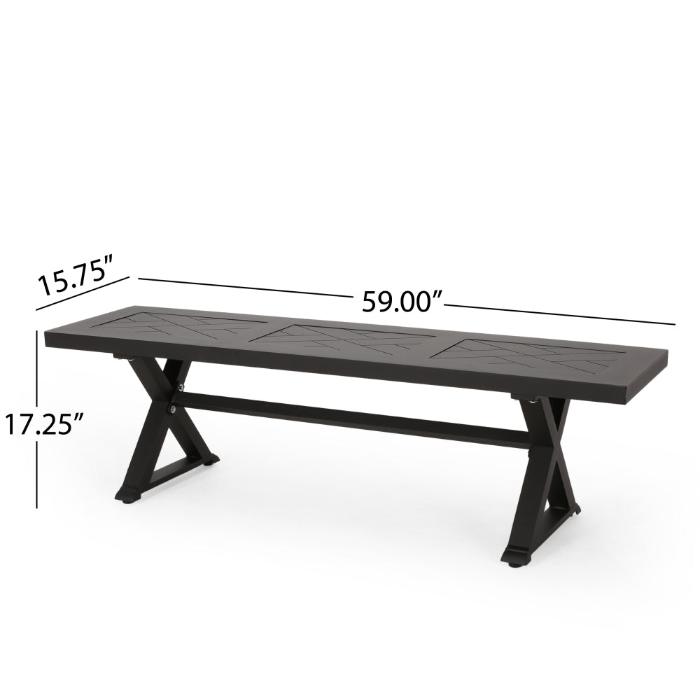 Outdoor Dining Bench, Antique Matte Black