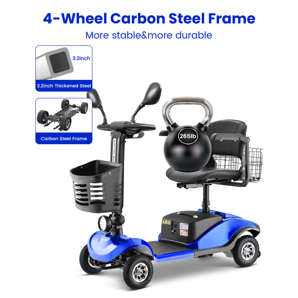 Folding Mobility Scooter for Adult - HEINSY Powered Mobility Scooter All Terrain Motorized Scooter Collapsible with 350W Motor, 12V20AH Dual Lead-Acid Batteries, Ideal for Elderly, Seniors, and Adults