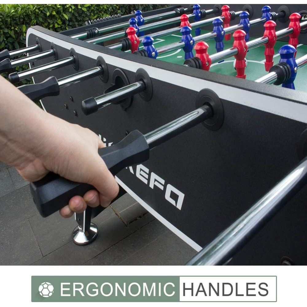 Foosball Table Soccer Arcade Games: Foosball Tables Adult Size for Home, Game Room, Bar - Competition Sized Football Table w/ 2 Balls, 2 Drink Holders, Table Soccer Game for Kids and Adults