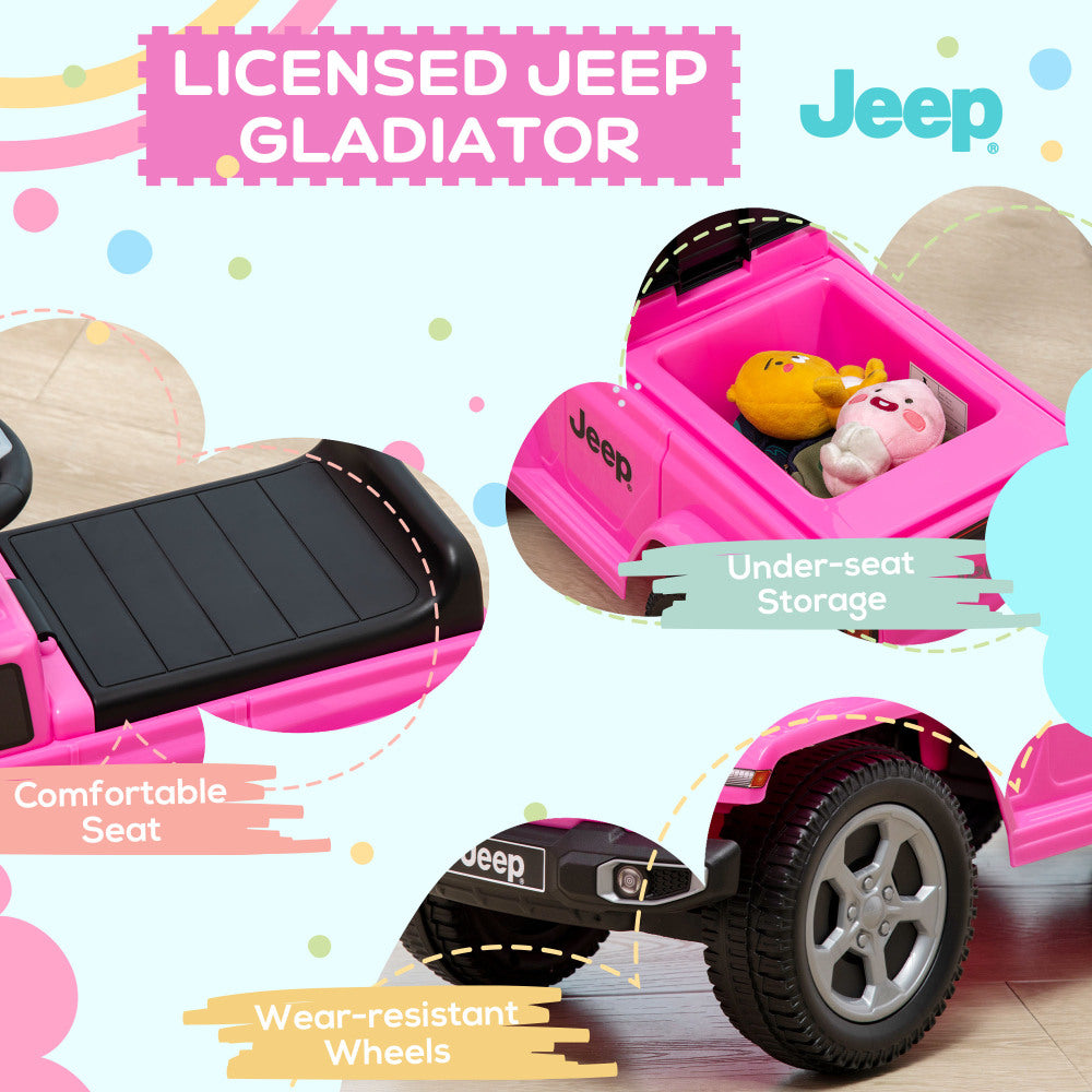 Aosom Kids Ride on Push Car, with Engine Sounds & Under-Seat Storage, Foot-to-Floor Ride on Sliding Car with Horn, Sit and Scoot Ride on Toy, Ages 1.5-3 Years, Pink