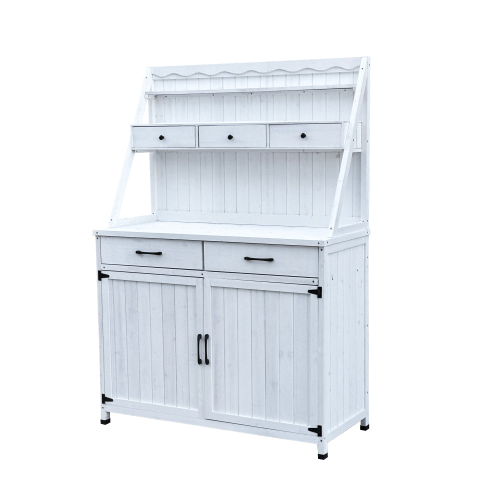 Outdoor Potting Bench Table, Tableside cabinet tool cabinet ,Wooden Gardening Table Tabletop and Storage Cabinet, Planting Table Garden Work Bench for Garden, Patio, Greenhouse