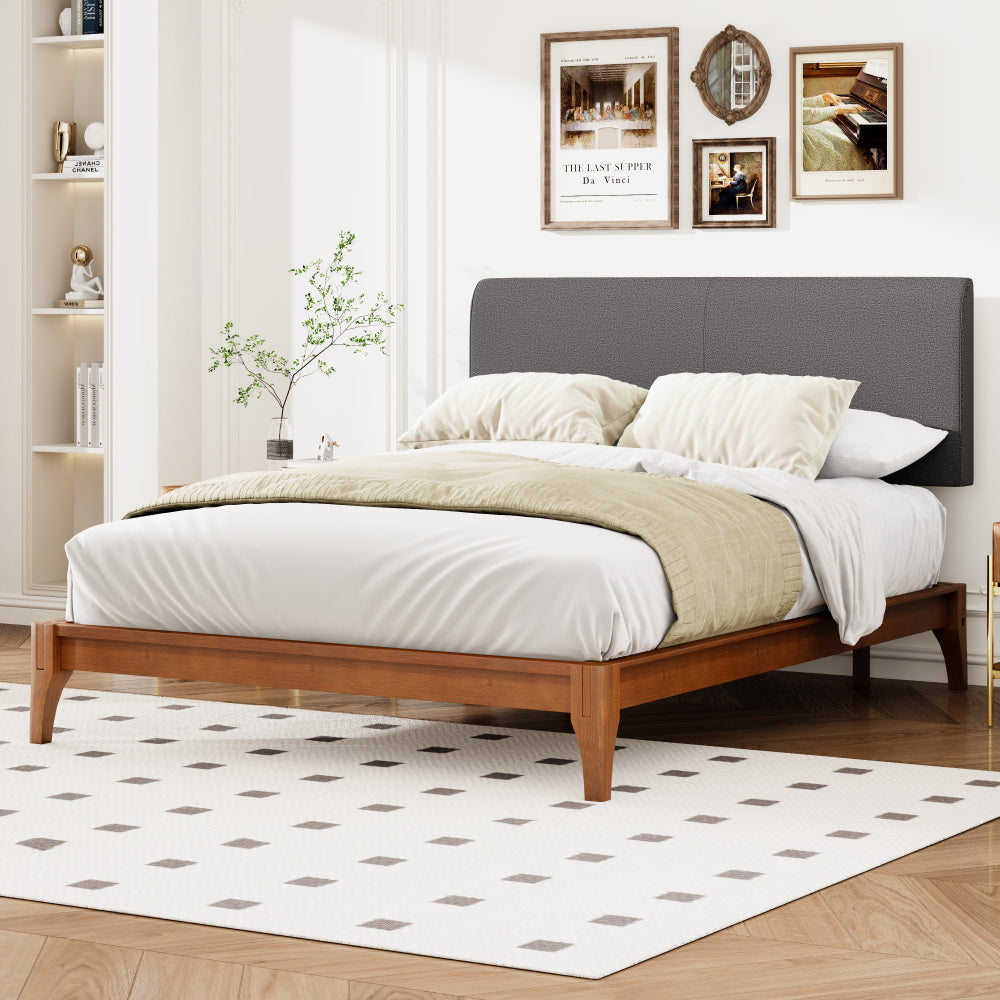 Grey Curved Adjustable Headboard Full