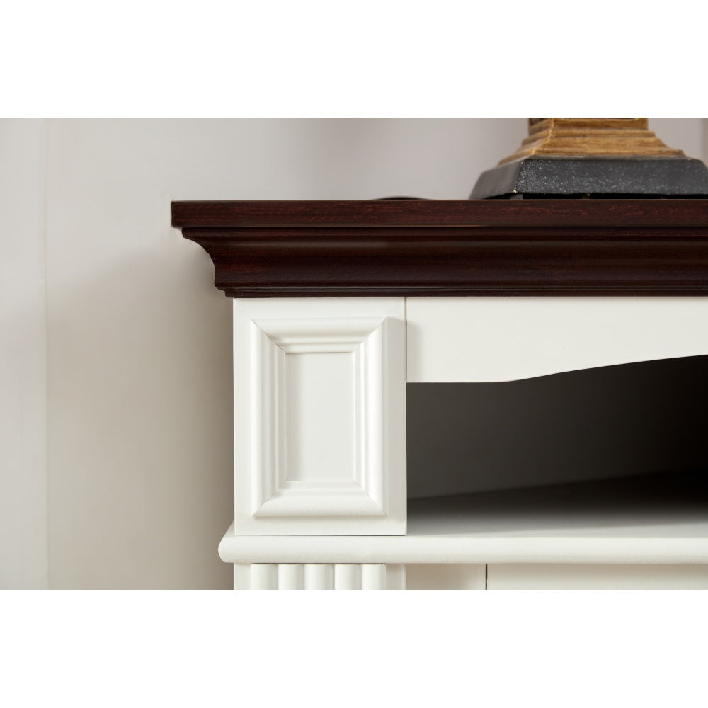 Farmhouse Style Fireplace TV Stand for 70-inch TV Electric Fireplace TV Stand for Living Room or Bedroom Storage
