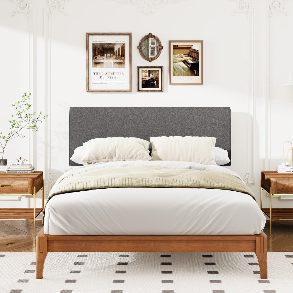 Grey Curved Adjustable Headboard Full