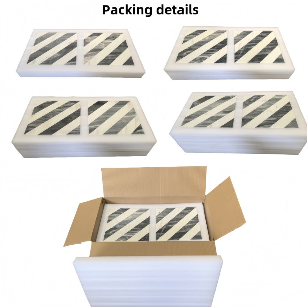 12*12 Waterjet marble,White Grey 2 color, natural marble, for floor and wall,polished marble tile, natural stone, genuine marble, real marble, 1 box 8 pcs